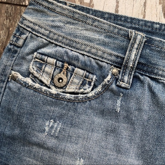 Vintage Aeropostale distressed denim faded mini jean skirt Jr size 3/4 - Picture 3 of 8